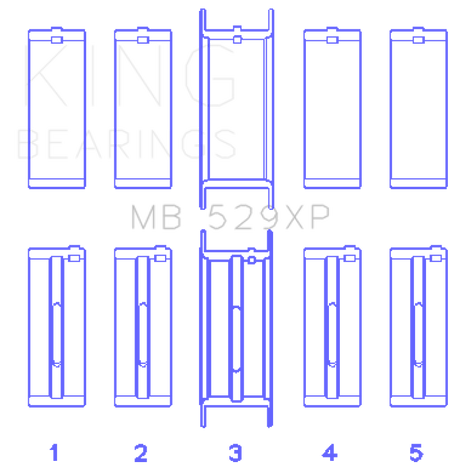 King Engine Bearings Performance Ford 302 (Size STD) Main Race Bearing Set
