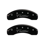 MGP 4 Caliper Covers Engraved Front & Rear Cursive/Cadillac Black finish silver ch