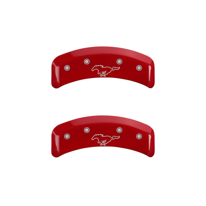 MGP 4 Caliper Covers Engraved Front Mustang Engraved Rear Pony Red finish silver ch