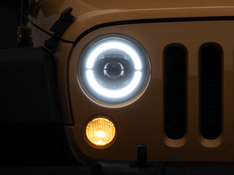 Raxiom 07-18 Jeep Wrangler JK Axial Series LED Headlights- Black Housing (Clear Lens)