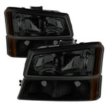xTune Chevy Silverado 2500HD 03-06 Crystal Headlights w/ Bumper Lights HD-JH-CSIL03-AM-BSM-SET