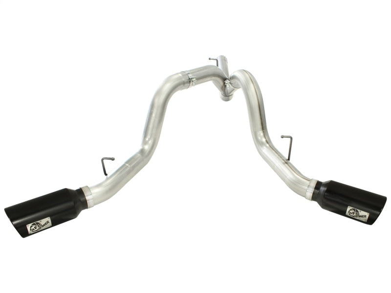 aFe MachForce XP Exhaust 4inch DP-Back All SS 2011-14 GM Diesel Trucks V8-6.6L LML Black Tips