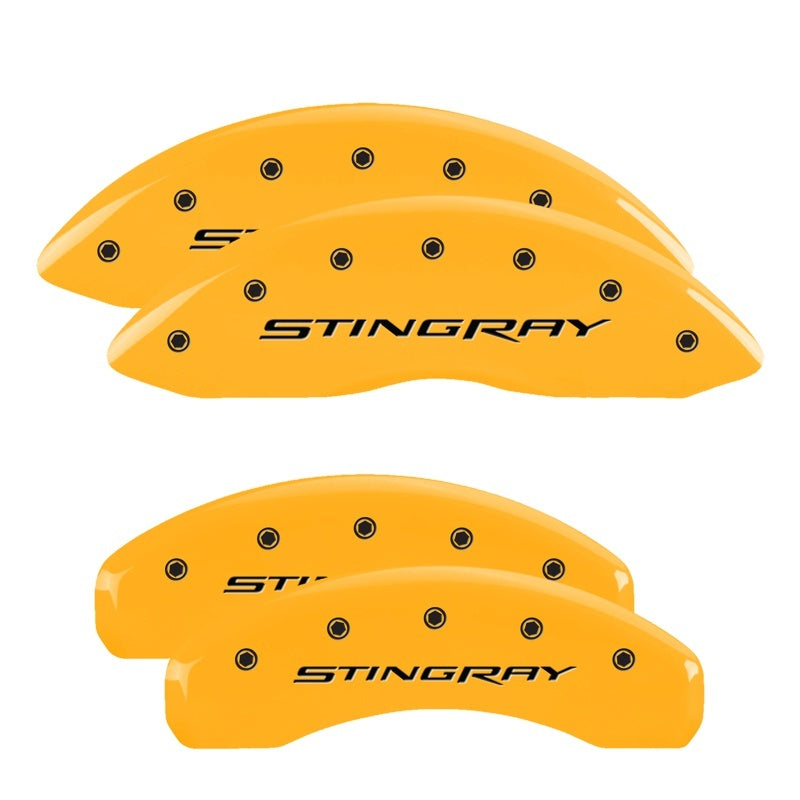 MGP 4 Caliper Covers Engraved Front & Rear Stingray Yellow finish black ch