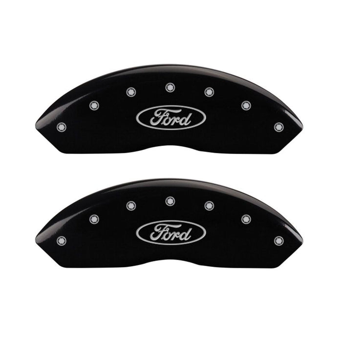 MGP 4 Caliper Covers Engraved Front & Rear Oval logo/Ford Black finish silver ch