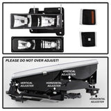xTune Chevy Suburban 94-98 Headlights w/ Corner & Parking Lights 8pcs Black HD-JH-CCK88-AM-BK-SET