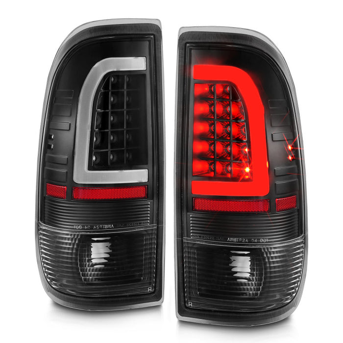 ANZO 1997-2003 Ford F-150 LED Tail Lights w/ Light Bar Black Housing Clear Lens