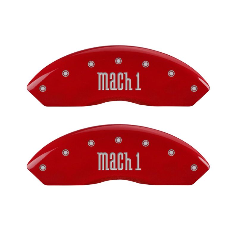 MGP 4 Caliper Covers Engraved Front & Rear Mach 1 Red finish silver ch