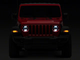 Raxiom 18-23 Jeep Wrangler JL Axial Series 9-In Angel Eye LED Headlights- Blk Housing (Clear Lens)