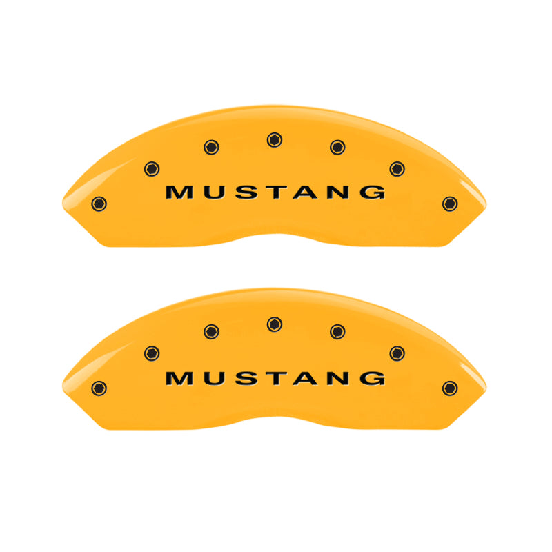 MGP 4 Caliper Covers Engraved Front Mustang Rear S197/GT Yellow Finish Black Char 2003 Ford Mustang