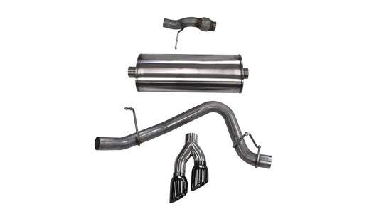 Corsa Cat Back Exhaust, Sport, 3in, Single Side Twin Black 4in Tips, 2015 Chevy Tahoe/GMC Yukon