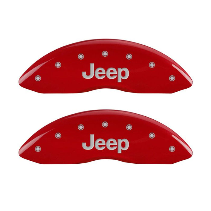 MGP 4 Caliper Covers Engraved Front & Rear JEEP Red finish silver ch