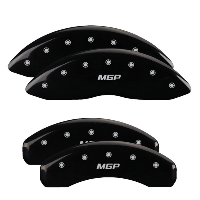 MGP 4 Caliper Covers Engraved Front & Rear Cursive/Cadillac Black finish silver ch