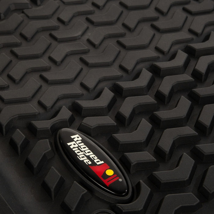 Rugged Ridge Floor Liner Front/Rear/Cargo Black 18-21 Jeep Wrangler JL 4 Dr (Excl. 4XE Models)