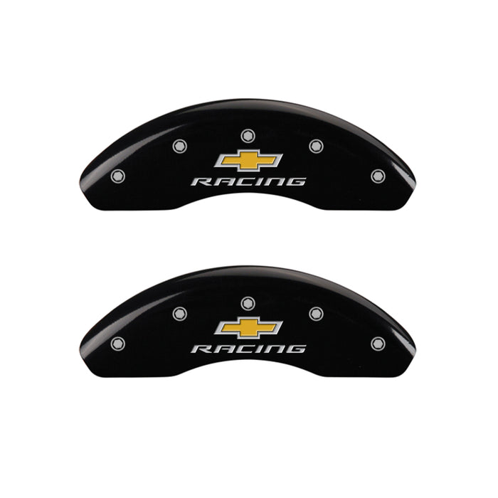 MGP 4 Caliper Covers Engraved F & R Chevy Racing Black Finish Silver Char 2019 Chevrolet Malibu