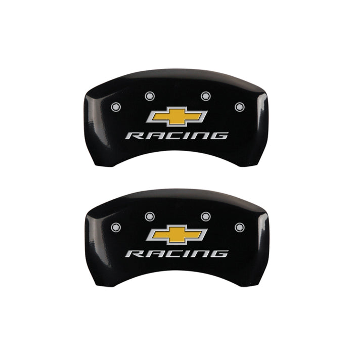 MGP 4 Caliper Covers Engraved Front & Rear Chevy racing Black finish silver ch