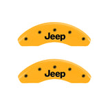 MGP 4 Caliper Covers Engraved Front JEEP Engraved Rear JEEP Grill logo Yellow finish black ch