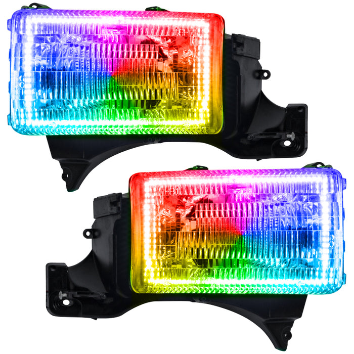 Oracle 94-02 Dodge Ram Pre-Assembled Halo Headlights - ColorSHIFT w/o Controller SEE WARRANTY