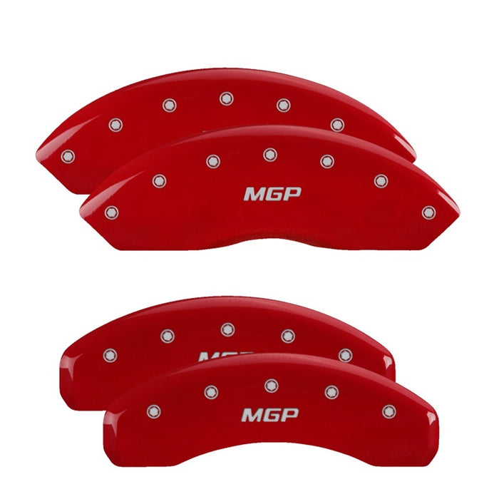 MGP 4 Caliper Covers Engraved Front & Rear MGP Red Finish Silver Char 2008 Toyota Fj Cruiser