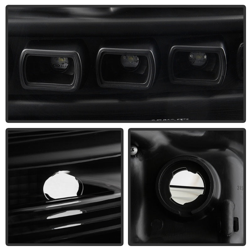 Spyder Ford Super Duty 11-16 Projector Headlights LED Halo DRL All Black PRO-YD-FS11-HL-BKV2