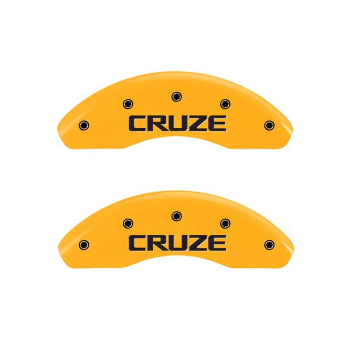 MGP Front set 2 Caliper Covers Engraved Front Cruze Yellow finish black ch