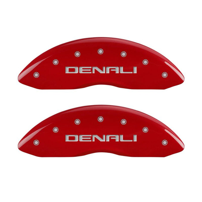 MGP 4 Caliper Covers Engraved Front & Rear Denali Red Finish Silver Char 2018 GMC Canyon