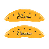 MGP 4 Caliper Covers Engraved F & R Cursive/Cadillac Yellow Finish Black Char 2010 Cadillac SRX