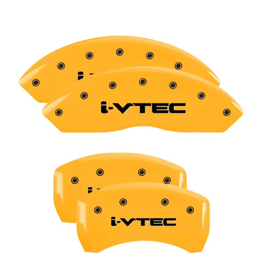 MGP 4 Caliper Covers Engraved Front & Rear I-Vtec Yellow Finish Black Char 2019 Acura RDX