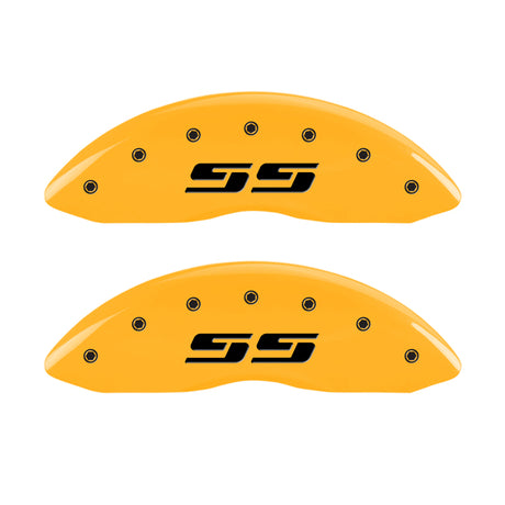 MGP 2 Caliper Covers Engraved Silverado SS Yellow Finish Blk Char 05 Chevy Silverado 1500
