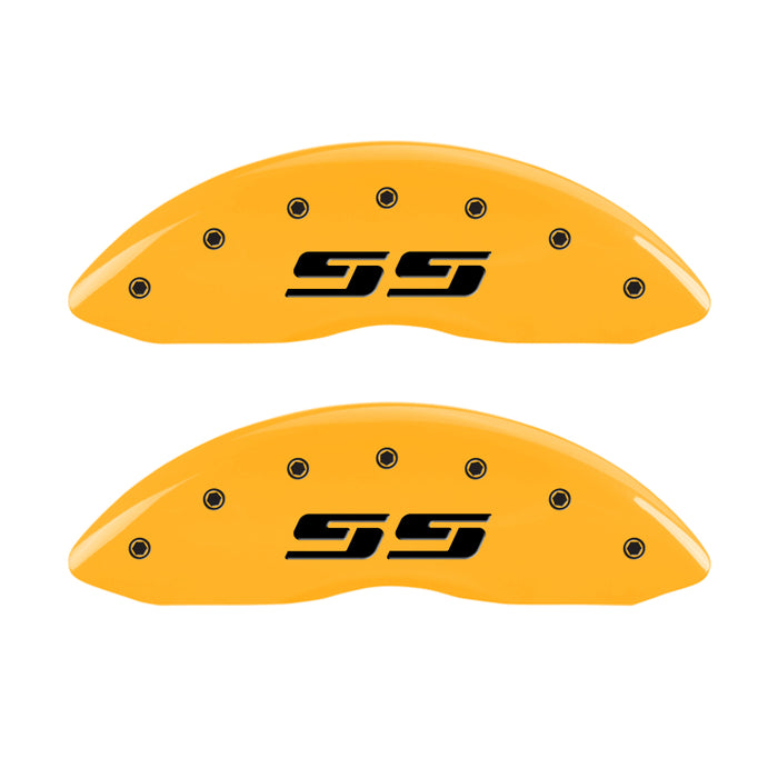 MGP 2 Caliper Covers Engraved Silverado SS Yellow Finish Blk Char 05 Chevy Silverado 1500