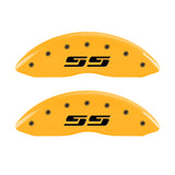 MGP 4 Caliper Covers Engraved F & R Silverado SS Yellow Finish Black Char 2002 Chevy Silverado 1500