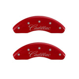 MGP 4 Caliper Covers Engraved Front & Rear Cursive/Cadillac Red finish silver ch