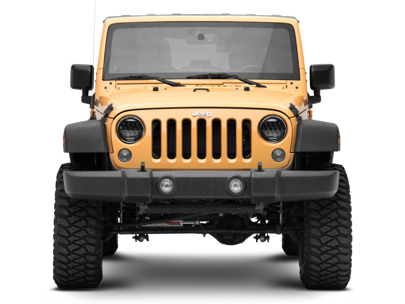 Raxiom 97-18 Jeep Wrangler TJ/JK Axial Series 13-LED Headlights- Black Housing (Clear Lens)