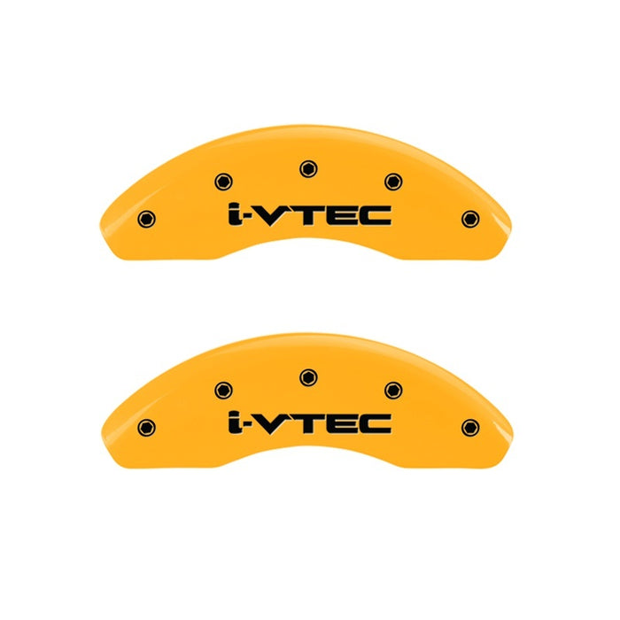 MGP Front set 2 Caliper Covers Engraved Front i-Vtec Yellow finish black ch