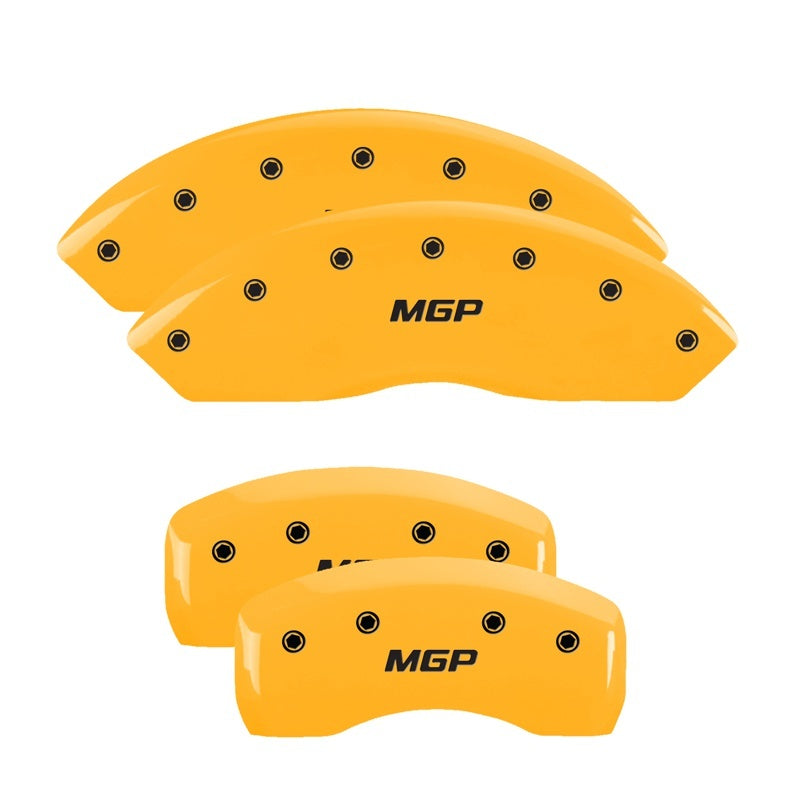 MGP 4 Caliper Covers Engraved Front & Rear MGP Yellow Finish Black Char 2017 Toyota Corolla IM