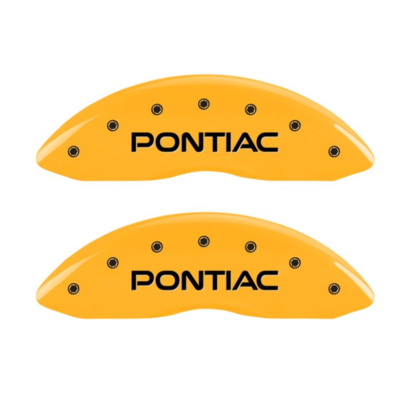 MGP 4 Caliper Covers Engraved Front & Rear Pontiac Yellow Finish Black Char 2001 Pontiac Firebird