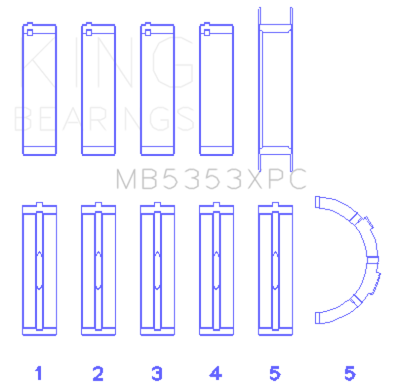 King Engine Bearings Ford 281 4.6L SOHC 16v  Performance Main Bearing Set - Coated