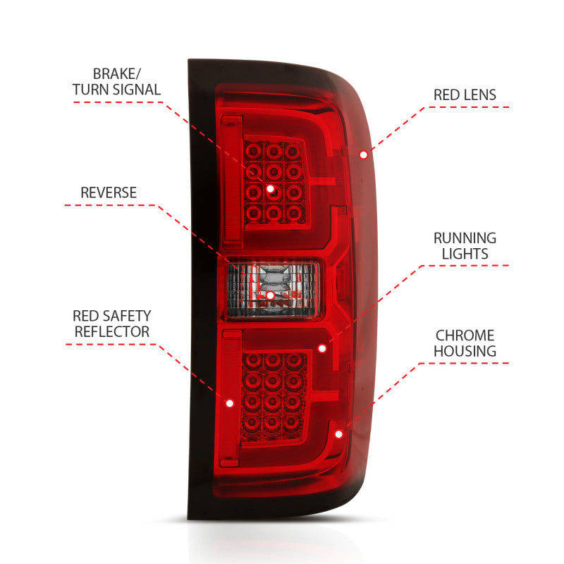 ANZO 2014-2018 Chevy Silverado 1500 LED Taillights Red/Clear