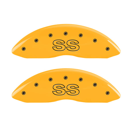 MGP 4 Caliper Covers Engraved Front & Rear Classic/SS Yellow Finish Black Char 2000 Chevrolet Camaro