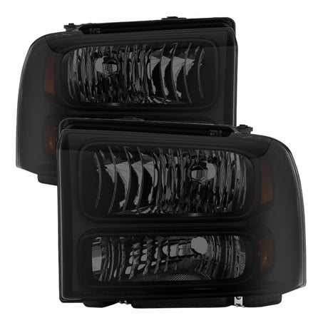 xTune Ford F250/350/450 Super Duty 05-07 Crystal Headlights Black Smoked HD-JH-FS05-AM-BSM