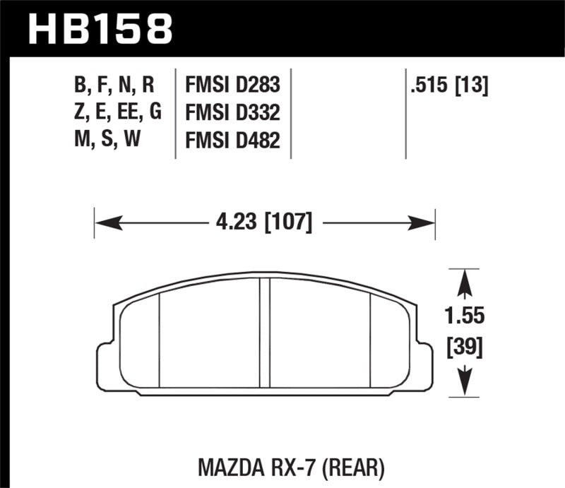 Hawk 03-05 Mazda 6 / 84-95 Mazda RX-7 DTC-60 Race Rear Brake Pads