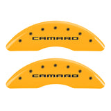 MGP 4 Caliper Covers Engraved Front Gen 5/Camaro Engraved Rear Gen 5/Z28 Yellow finish black ch