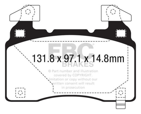 EBC 14+ Cadillac CTS Vsport 3.6 Twin Turbo Yellowstuff Front Brake Pads