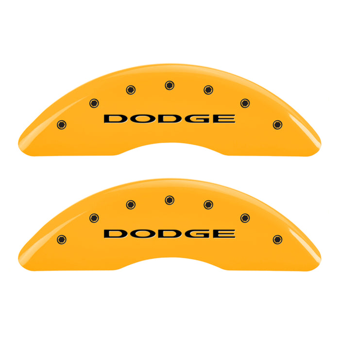 MGP 4 Caliper Covers Engraved Front & Rear Dodge Yellow Finish Black Char 2010 Dodge Ram 3500