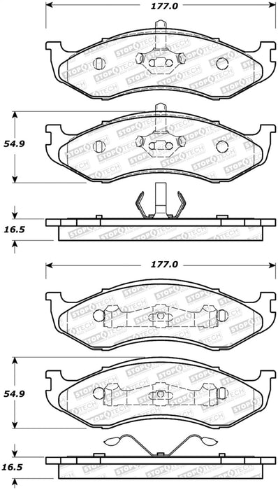 StopTech 92-01 Jeep Cherokee Street Performance Front Brake Pads