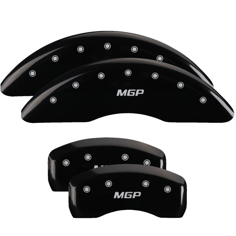 MGP 4 Caliper Covers Engraved Front & Rear MGP Black Finish Silver Char 2018 Chevrolet Traverse