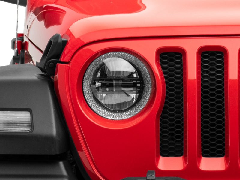 Raxiom 18-22 Jeep Wrangler JL/JT Axial 9-Inch LED Headlights w/RGB Halo- Blk Housing (Clear Lens)