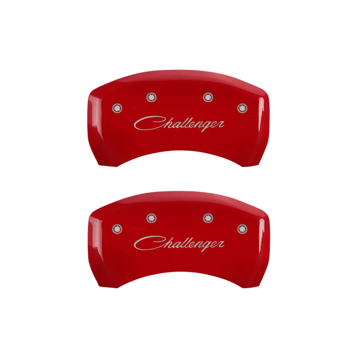 MGP 4 Caliper Covers Engraved Front & Rear Cursive/Challenger Yellow finish black ch