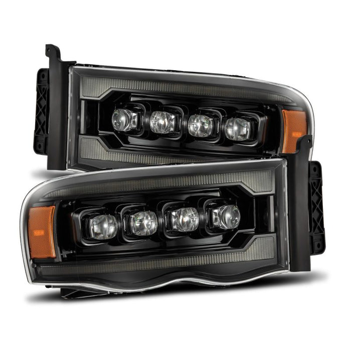 AlphaRex 02-05 Dodge Ram 1500 NOVA LED Proj Headlights Alpha Black w/Activ Light/Seq Signal