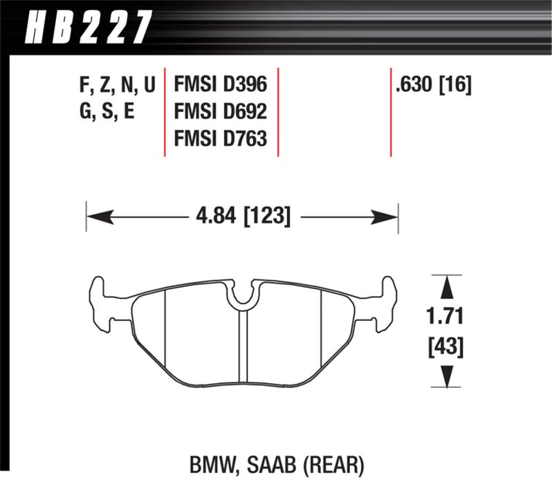 Hawk 92-95 BMW 325iS HT-10 Race Rear Brake Pads