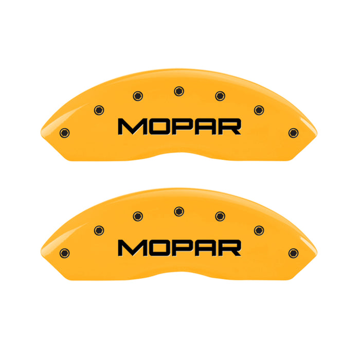 MGP 4 Caliper Covers Engraved Front & Rear Mopar Yellow Finish Black Char 2004 Jeep Wrangler